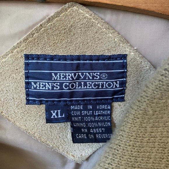 Vintage Suede and Knit Men’s Jacket 1980’s Stranger Things Leather Tan Jacket - Picture 9 of 9